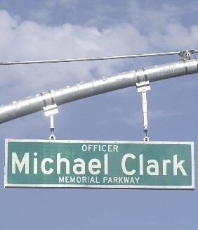 Officer Michael Clark Memorial Parkway Street Sign