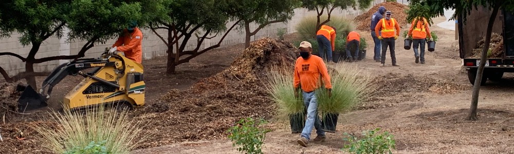 Workers updating Welcome Corner