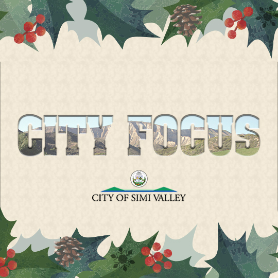 The City Focus Banner Header Decorated with Holly leaves and berries