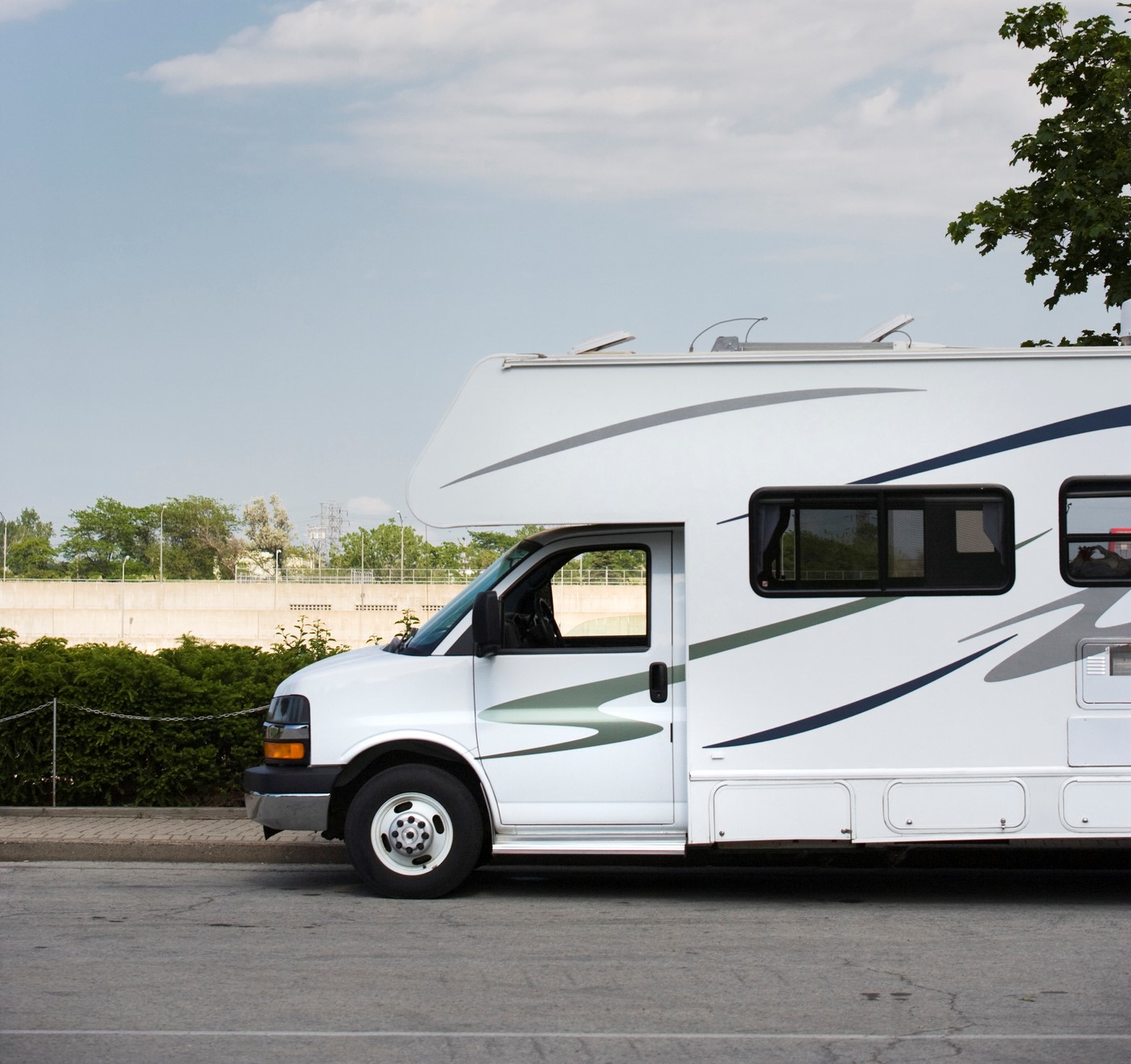 RV parked on a street