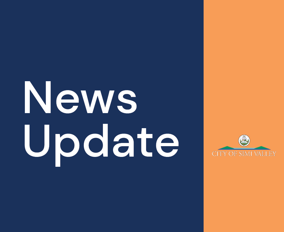 The words News Update over a navy blue background and the City of Simi Valley logo over an orange background