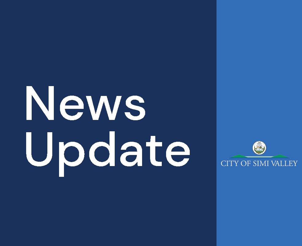 News Update over navy background and the City of Simi Valley Logo over a steel blue background