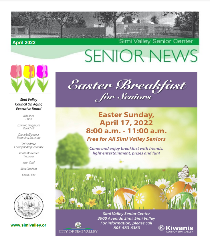 The Cover of the April 2022 Senior Center Newsletter