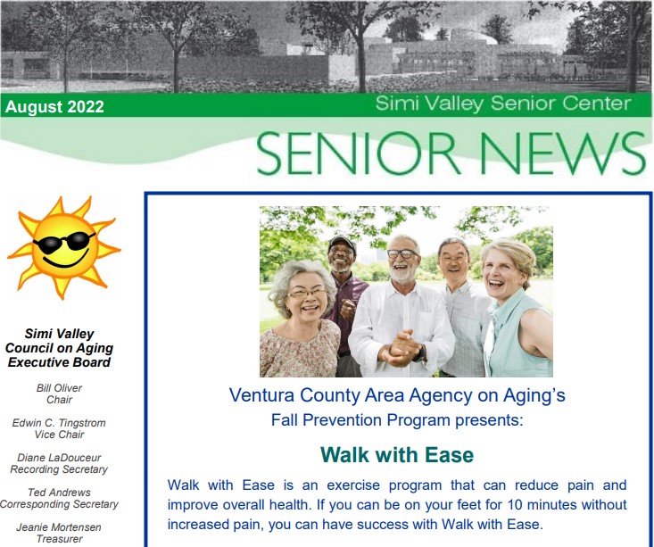 The cover of the August 2022 Senior Center Newsletter