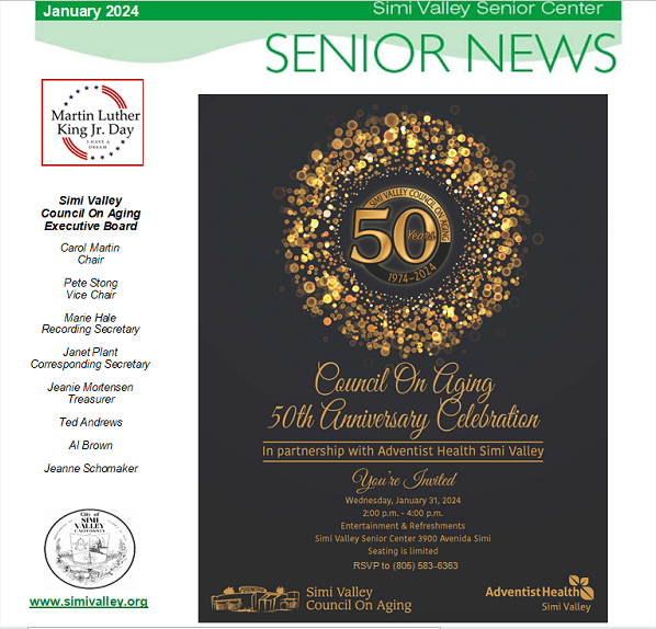 Snapshot of January 2023 Senior News cover page